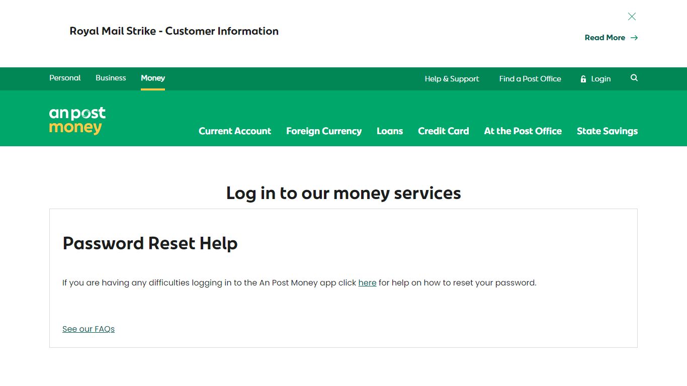Log in to your An Post Money accounts | Money | An Post